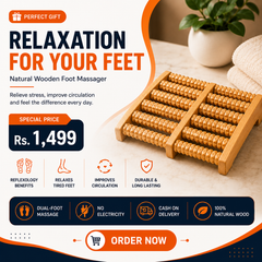 Foot Massager Wooden Roller For Relaxation Stress Relief And Improved Blood Circulation Durable Natural Wood Design