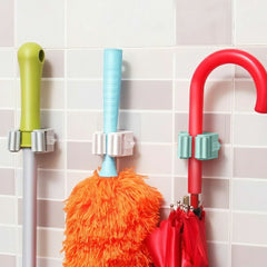 Strong Wall Mounted Wiper/Mop Organizer Holder/Hook - Brush Broom Hanger - Storage Rack Kitchen Clip