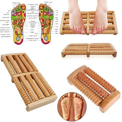 Foot Massager Wooden Roller For Relaxation Stress Relief And Improved Blood Circulation Durable Natural Wood Design