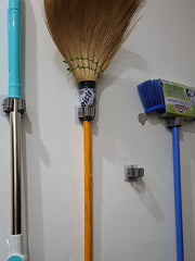 Strong Wall Mounted Wiper/Mop Organizer Holder/Hook - Brush Broom Hanger - Storage Rack Kitchen Clip